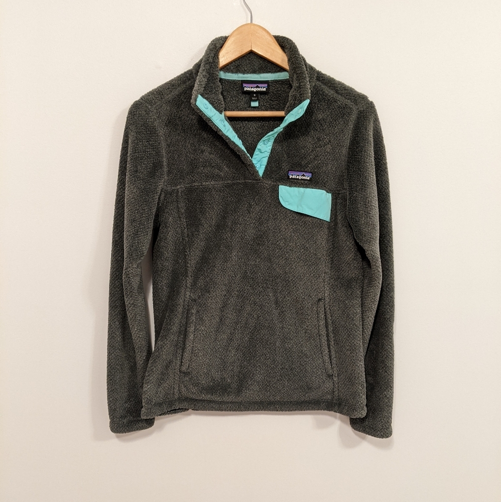 Patagonia Re-Tool Snap-T Fleece Pullover Feather Grey/Vjosa Green M
